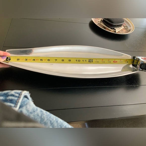 Vintage 2013 PIER 1 IMPORTS Silver Metal Long Flat Curved Decorative Tray EUC - Picture 6 of 7